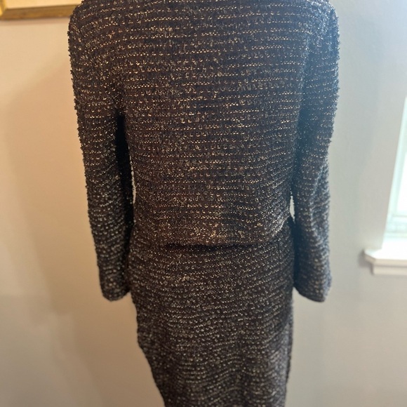 St. John vintage cropped brown floral blazer matching pencil skirt 2 6 tweed - Picture 6 of 16